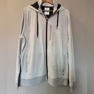 Tommy John Go Anywhere Dry Fleece Gray Hoodie Jacket Mens Size XL